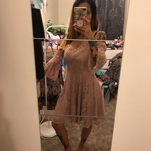 Boho lace cold shoulder dress